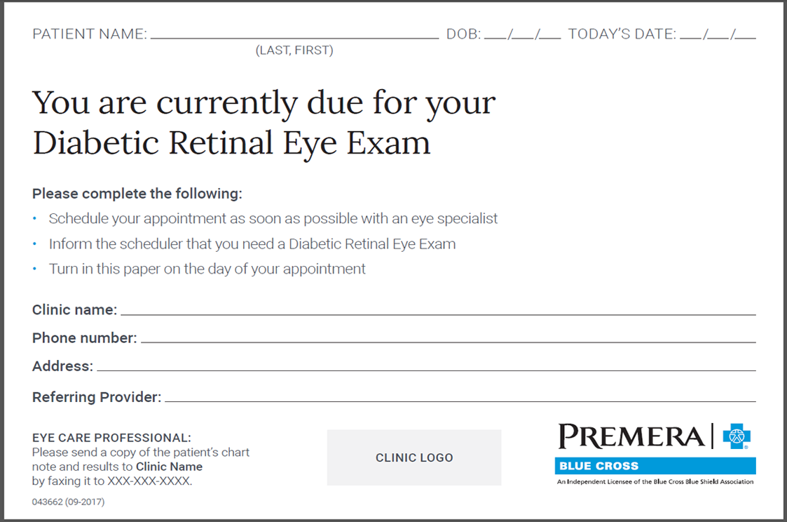 Diabetic Eye Retinal Screening Provider Premera Blue Cross